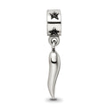 Italian Horn Dangle Pendant Sterling Silver by Fine Color Jewels