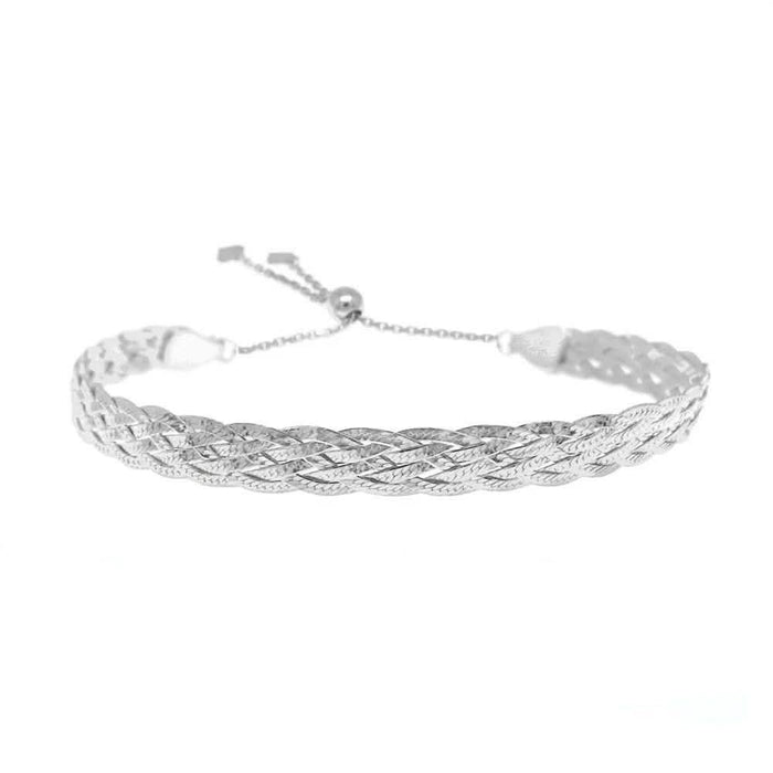 Italian Made Sterling Silver Braided Herringbone Bracelet by Verona by DailySale