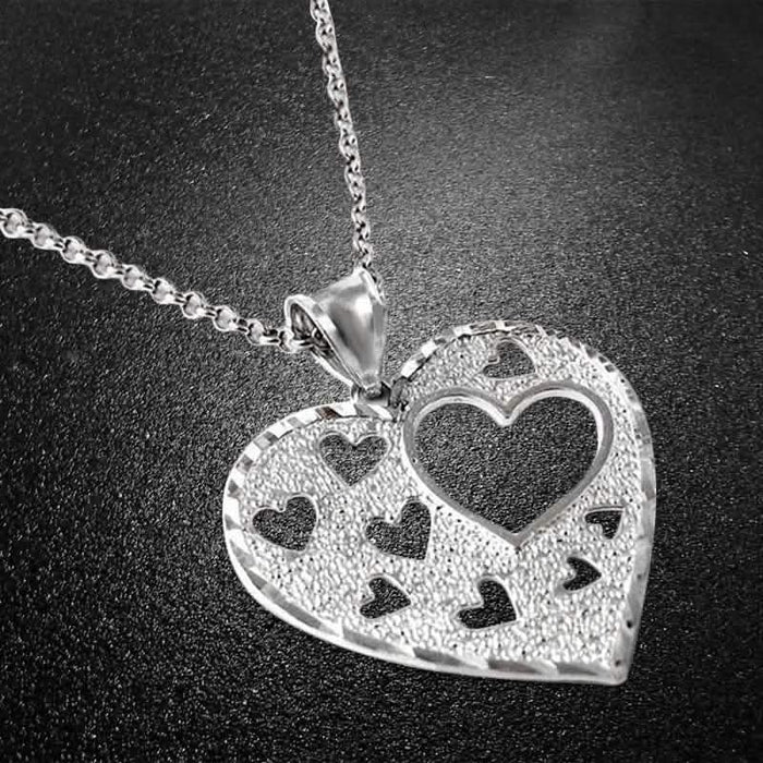 Italian Made Sterling Silver Diamond Cut Heart Necklace by DailySale