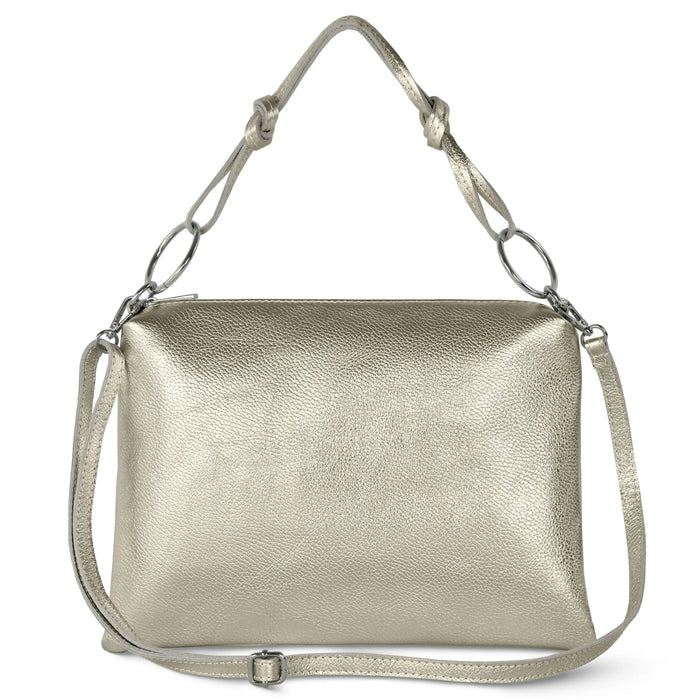 Italian Metallic Full-Grain Leather Shoulder Bag | Prato by TAKEASY