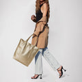 Italian Metallic Full-Grain Leather Tote Bag | Vinci by TAKEASY