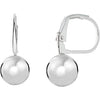 Italian Sterling Silver 6mm Leverback Ball Earrings