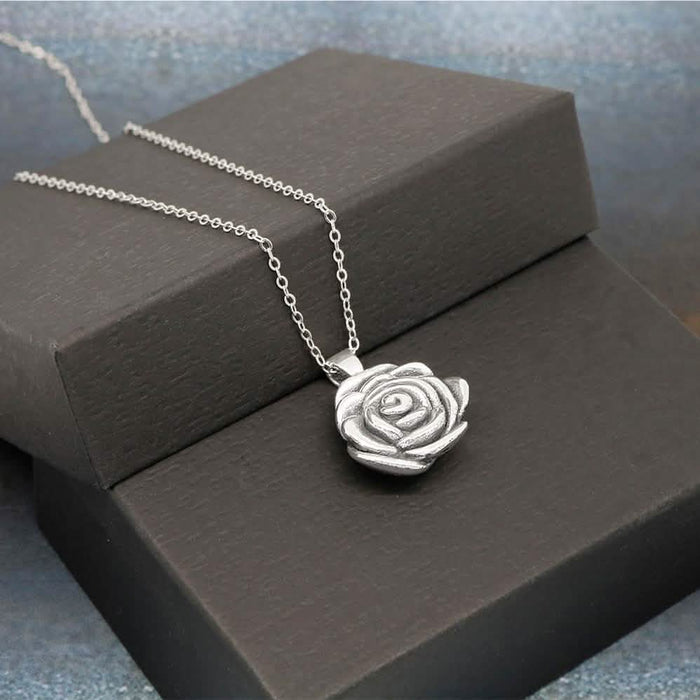 Italian Sterling Silver Artisan Rose Flower Necklace by Verona by DailySale