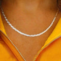 Italian Sterling Silver Braided Herringbone Necklace by Verona by DailySale