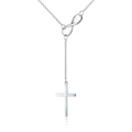 Italian Sterling Silver Infinity Cross Lariat Necklace by DailySale