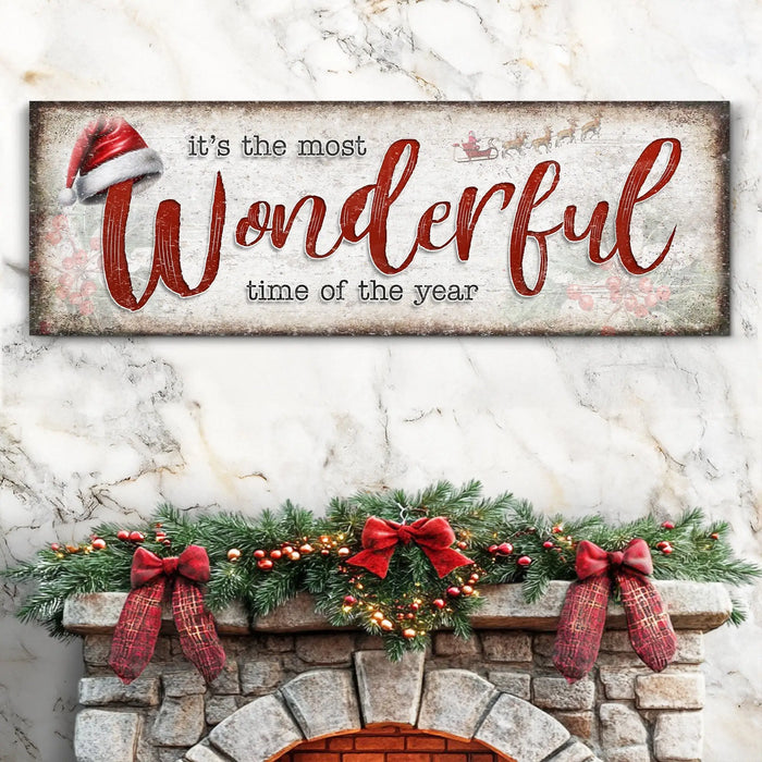 It's The Most Wonderful Time Of The Year Christmas Sign III by Tailored Canvases