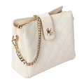 Ivory Quilted Leather Crossbody Bag by MiamiLeathers.com