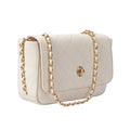 Ivory Quilted Leather Flap Crossbody Bag by MiamiLeathers.com