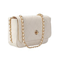 Ivory Quilted Leather Flap Crossbody Bag by MiamiLeathers.com