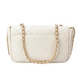Ivory Quilted Leather Flap Crossbody Bag by MiamiLeathers.com
