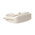 Ivory Quilted Leather Flap Crossbody Bag by MiamiLeathers.com