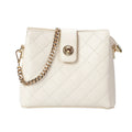 Ivory Quilted Leather Crossbody Bag by MiamiLeathers.com