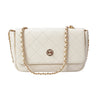 Ivory Quilted Leather Flap Crossbody Bag