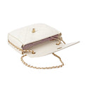 Ivory Quilted Leather Flap Crossbody Bag by MiamiLeathers.com