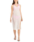Miken Swim Womens Textured Slit Dress Deep V Neck Metallic by Vanessa Jane