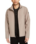 Calvin Klein Mens Full-Zip Water Resistant Bonded Jacket Beige, Size Small by Vanessa Jane