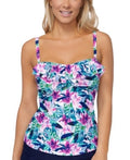 Island Escape Womens Swimsuit Seaside Shades Ruffled Tankini Top by Vanessa Jane