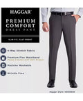HAGGAR Mens Premium Comfort Slim-Fit Stretch Flat-Front Dress Pants,33WX32L/Blue by Vanessa Jane