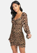 Bebe Puff Sleeve Smocked Printed Mesh Dress, Medium by Vanessa Jane