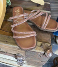 Jackie Criss Cross Rhinestone Sandal - Rose Gold by Boutique 23
