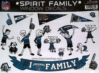 Jacksonville Jaguars Jags Family Spirit LARGE Window Decal Sheet NFL Football by Fielders Choice