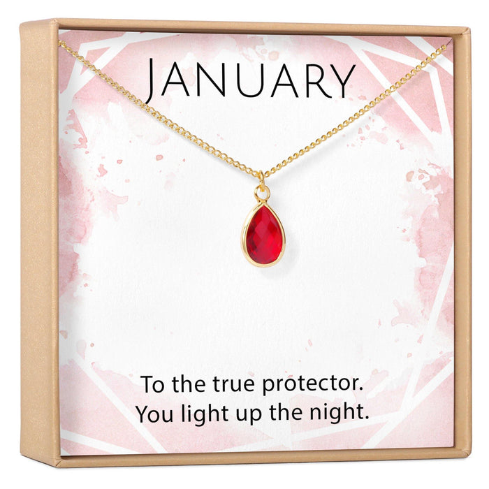 January Birthstone / Garnet Crystal Charm Necklace by Dear Ava