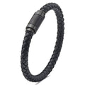 Jarrix Steel Men's Bracelet Leather Stainless Steel Magnetic Closure by DailySale
