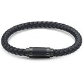 Jarrix Steel Men's Bracelet Leather Stainless Steel Magnetic Closure by DailySale