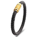 Jarrix Steel Men's Bracelet Leather Stainless Steel Magnetic Closure by DailySale