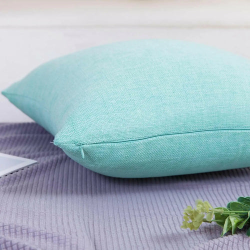 Jepeak Linen Throw Pillow Covers 16x24 Inch Pack of 2 Light Teal - Pillows