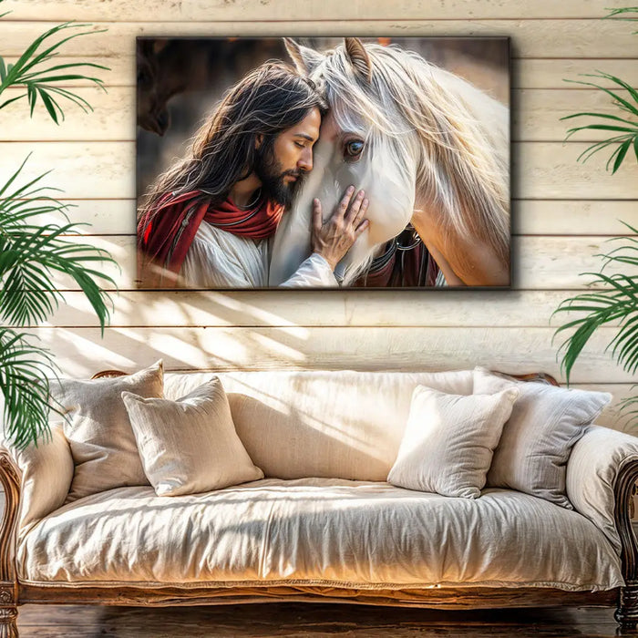 Jesus And Horse Faith Wall Art by Tailored Canvases
