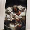 Jesus Protects The Lamb From Wolves Faith Wall Art by Tailored Canvases