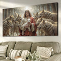 Jesus Protects The Lamb From Wolves Faith Wall Art II by Tailored Canvases