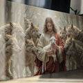 Jesus Protects The Lamb From Wolves Faith Wall Art II by Tailored Canvases