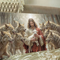 Jesus Protects The Lamb From Wolves Faith Wall Art II by Tailored Canvases