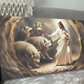 Jesus Protects The Lamb From Wolves Faith Wall Art III by Tailored Canvases