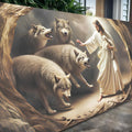 Jesus Protects The Lamb From Wolves Faith Wall Art III by Tailored Canvases