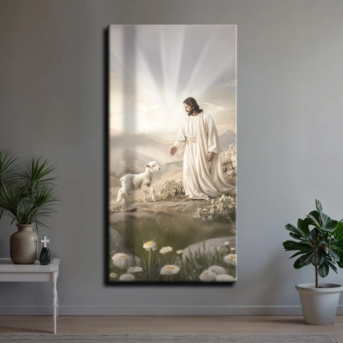 Jesus Protects The Lamb From Wolves Faith Wall Art XII by Tailored Canvases