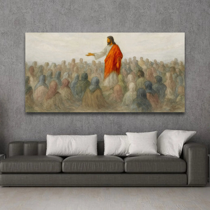 Jesus Speaking To Crowd Faith Wall Art III by Tailored Canvases