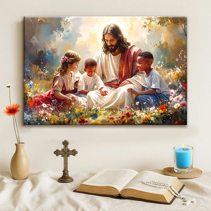 Jesus With Children Faith Wall Art VII by Tailored Canvases