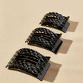 Jet Black Quilted Large Flat Rectangle Hair Clip by TELETIES