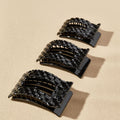 Jet Black Quilted Large Flat Rectangle Hair Clip by TELETIES