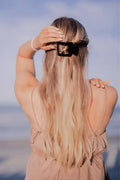 Jet Black Small Flat Square Hair Clip by TELETIES