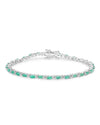 3.24 Ct Marquise Green Zambian Emerald Prong Sterling Silver Link Bracelet