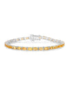 12.80 Ct Octagon Yellow Citrine Prong Sterling Silver Tennis Bracelet