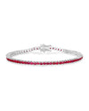 4.44 Ct Round Pink Ruby Prong Sterling Silver Tennis Bracelet