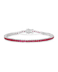 4.44 Ct Round Pink Ruby Prong Sterling Silver Tennis Bracelet by Fine Color Jewels