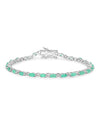 2.88 Ct Oval Emerald Prong Sterling Silver Tennis Bracelet