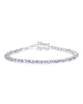 3.78 Ct Marquise Violet Tanzanite Prong Sterling Silver Tennis Bracelet by Fine Color Jewels