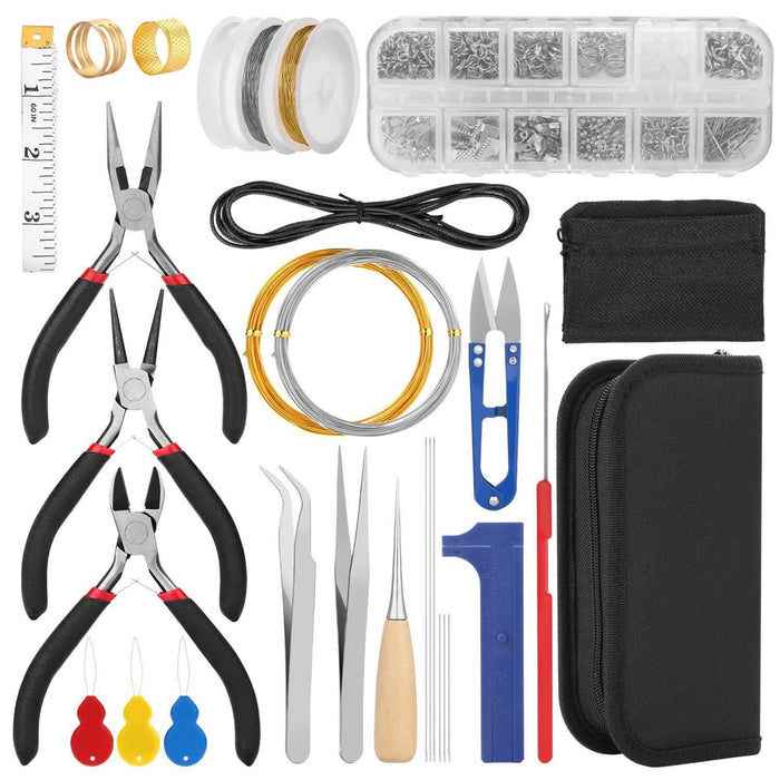 Jewelry Making Supplies Finding Kit Pliers Ribbon Ends Eye Pins Earring Hooks for DIY Craft by DailySale